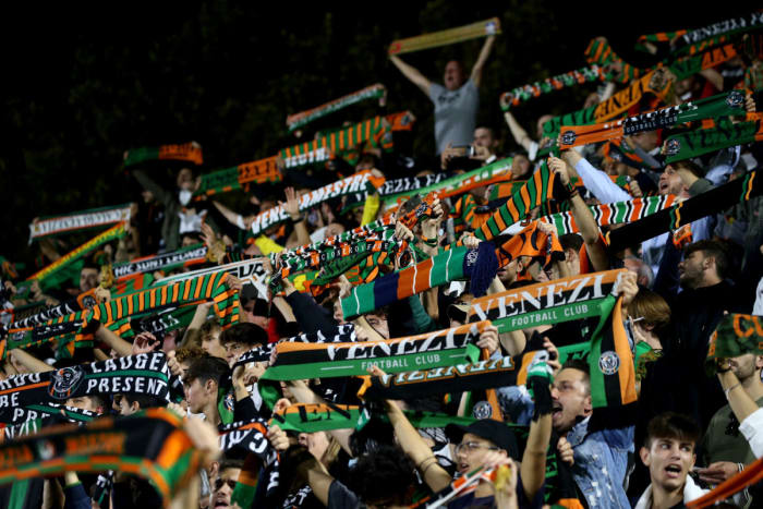 Venezia supporters at the Stadio Penzo